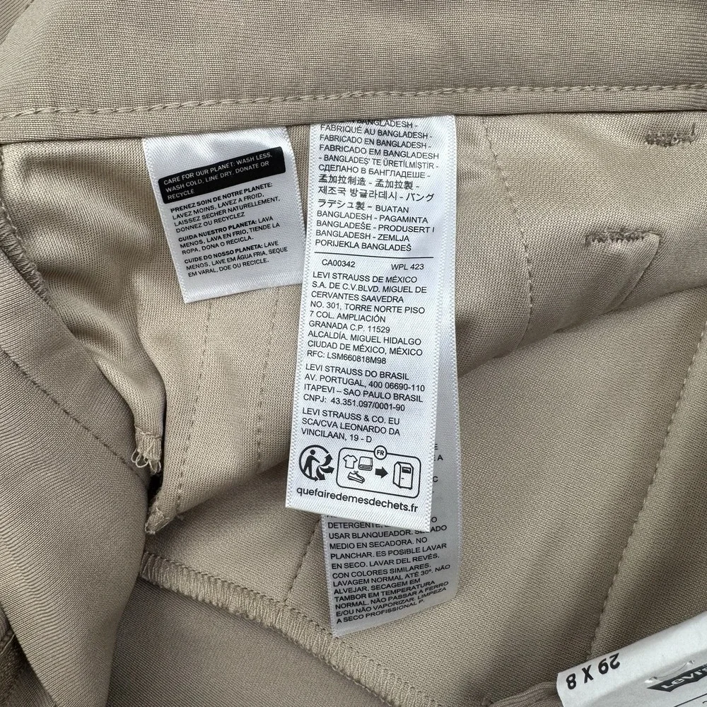 Levis XX Chino Tech Shorts Men's 29 Beige Stretch Cooling Quick DryUPF 50+